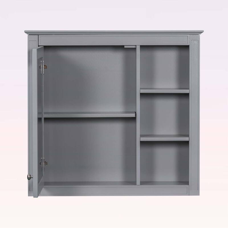 30'' x 28'' Wall Mounted Bathroom Storage Cabinet with Mirror,Modern Design,3 Open Shelves,and Concealed Storage