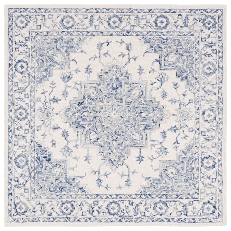 SAFAVIEH Handmade Metro Aloys Oriental Wool Rug - 6' Square - Blue/Ivory