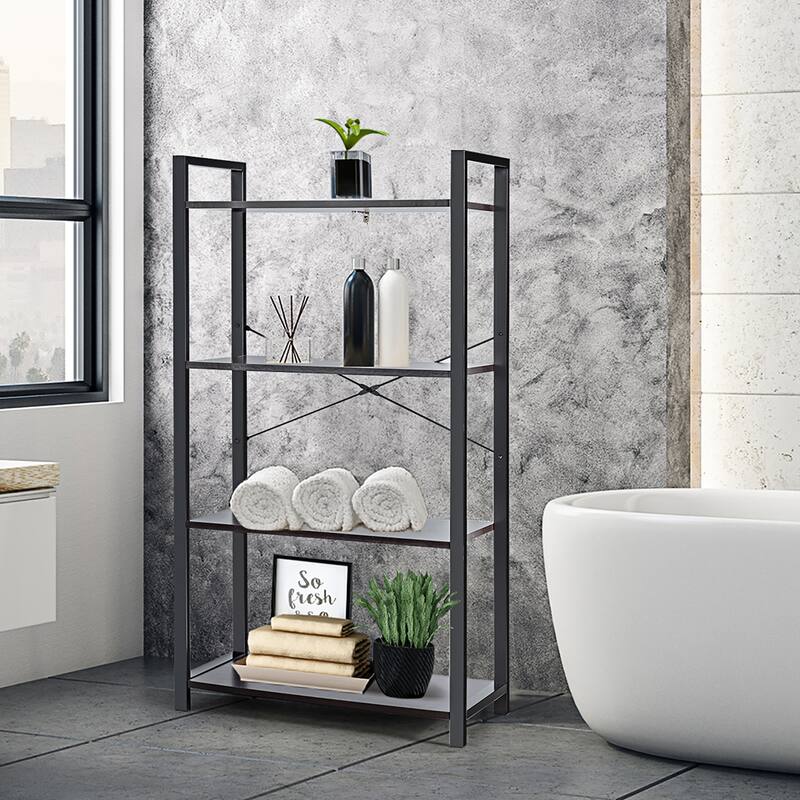 Costway 4-Tier Bookshelf Industrial Bookcase Diaplay Shelf Storage