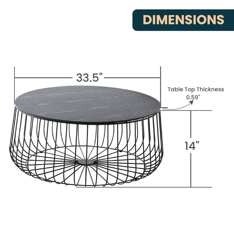 LeisureMod Runswick Modern Round Center Coffee Table - Mid Century Accent Side End Table for Home Office Living Room Bedroom