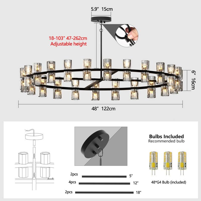 48 Inches Luxury Chandeliers Crystal