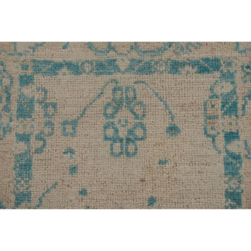 Traditional Geometric Oushak Turkish Oriental Wool Rug Handmade Carpet - 1'11" x 3'11"