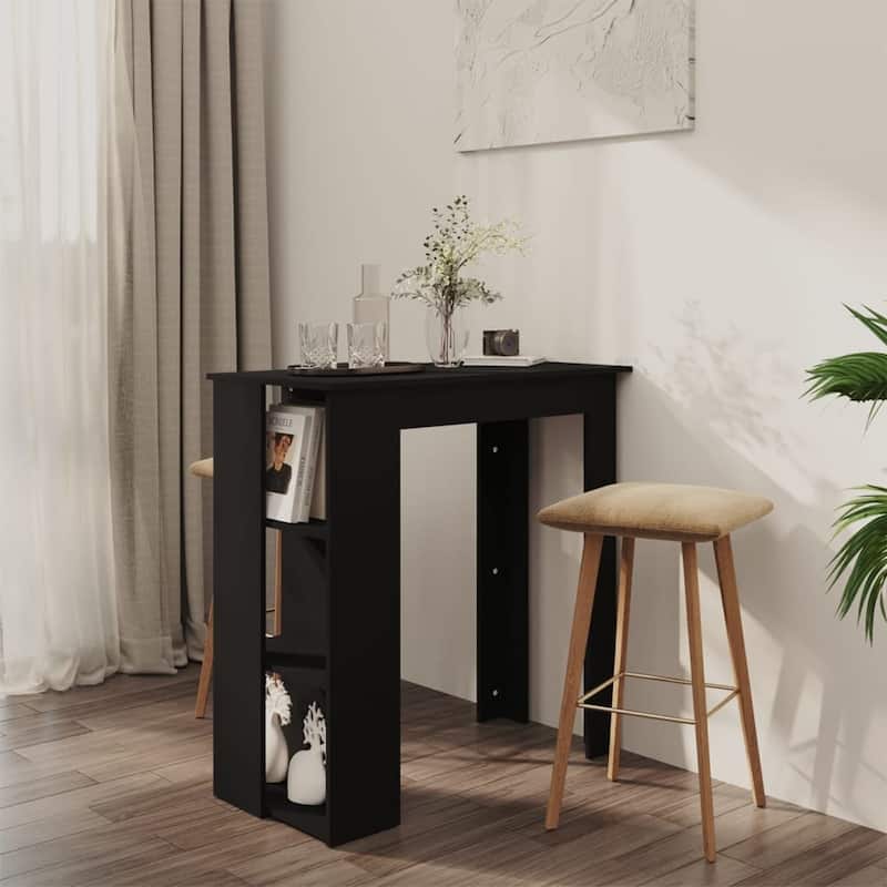 vidaXL Bar Table Kitchen Pub Table Bistro Table with Shelf Engineered Wood - 40.2" x 19.7" x 40.7"