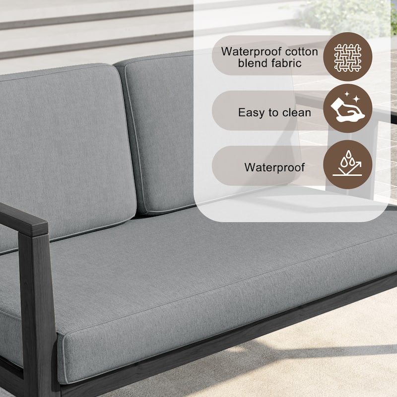 5-Piece Patio Furniture Solid Teak Outdoor Conversation Set