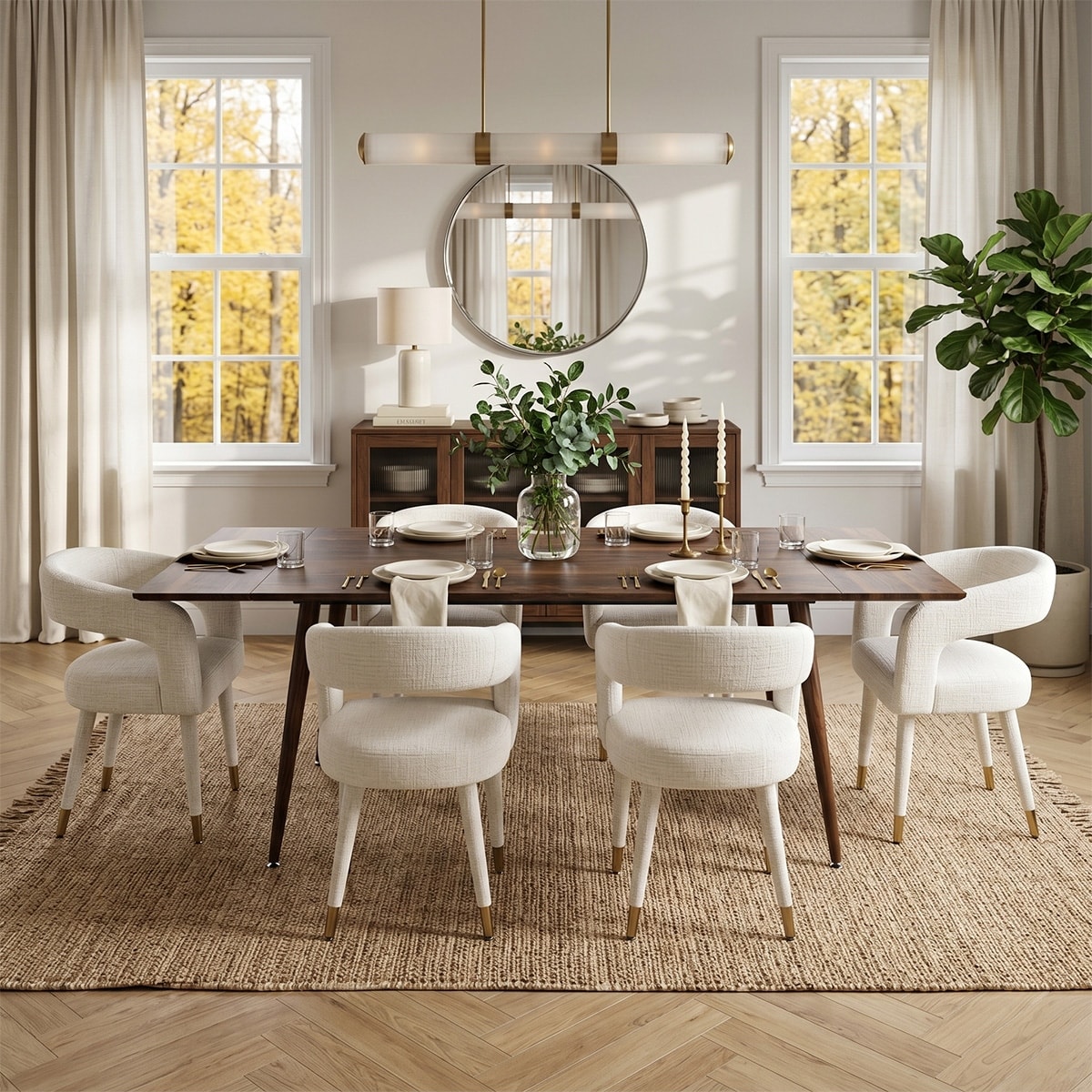 Modern Upholstered Open-Back Dining Chairs (Set of 6)