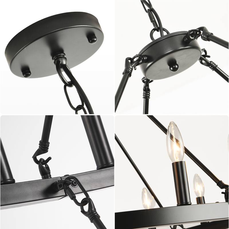 47.2'' 36-Lights Candle Dimmable Two Tiers Wagon Wheel Chandelier Ceiling Pendant Light