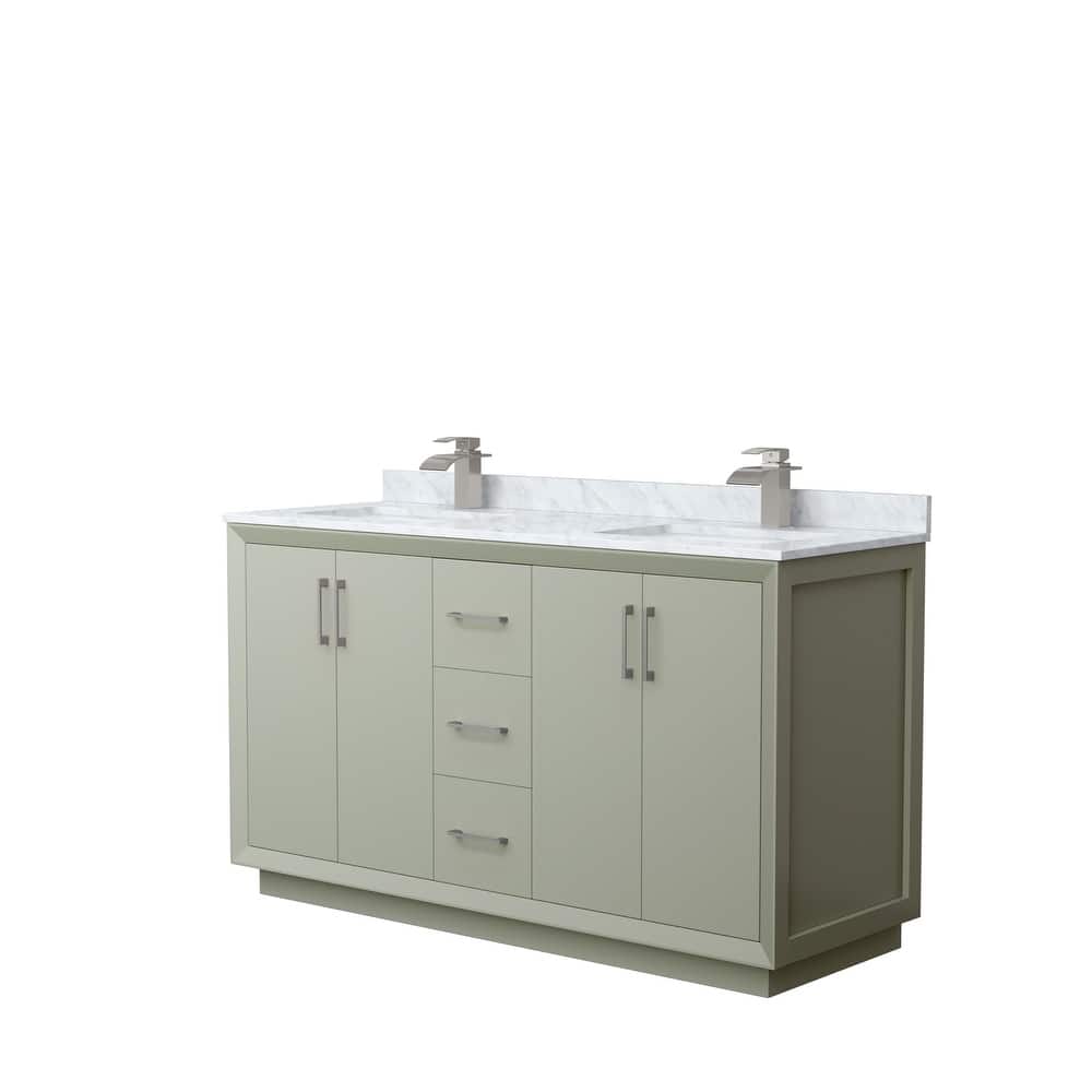 Strada 60-Inch Double Vanity Set, Carrara Marble Top
