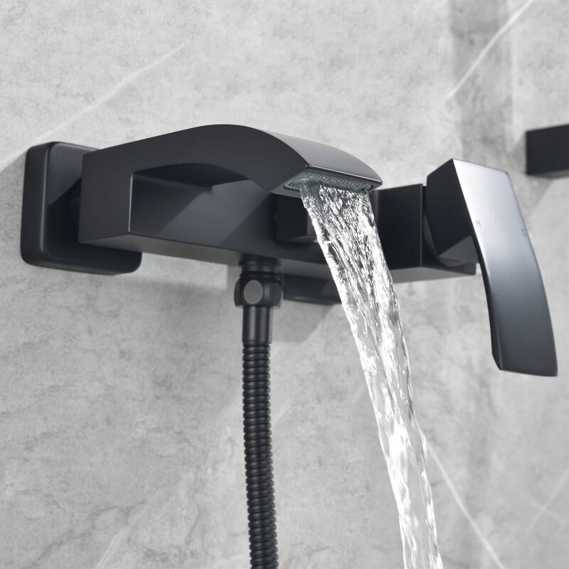 Solid Brass Wall Mounted Roman Tub Faucet with Handheld Shower Head