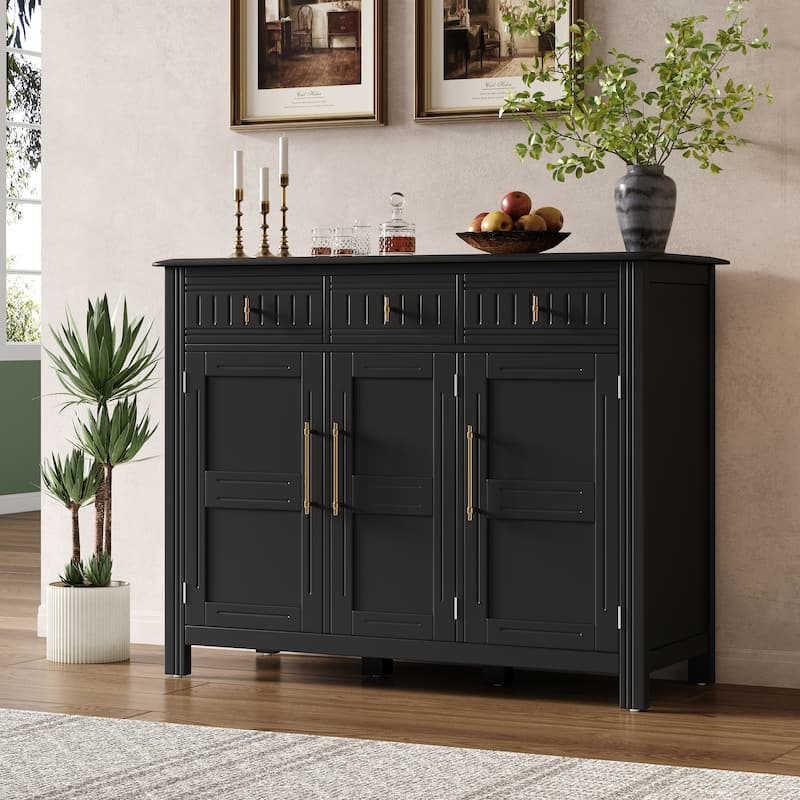 Christopher Knight Home - Alaric Acacia Wood Storage Cabinet with 3 Doors and 3 Drawers - Black