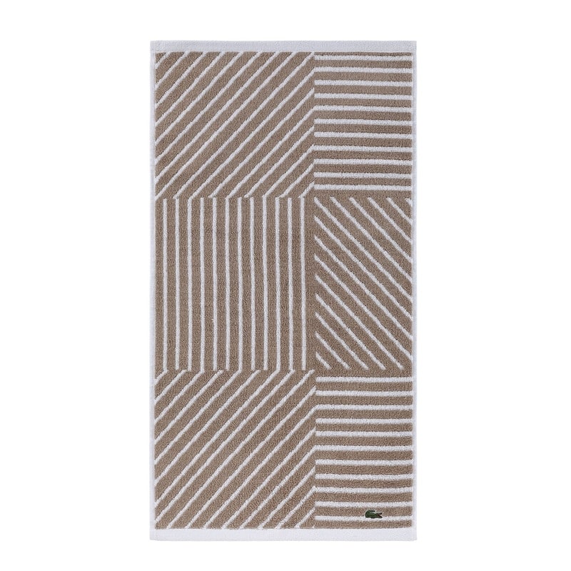 Lacoste Guethary Stripe Cotton Hand Towel - Sand