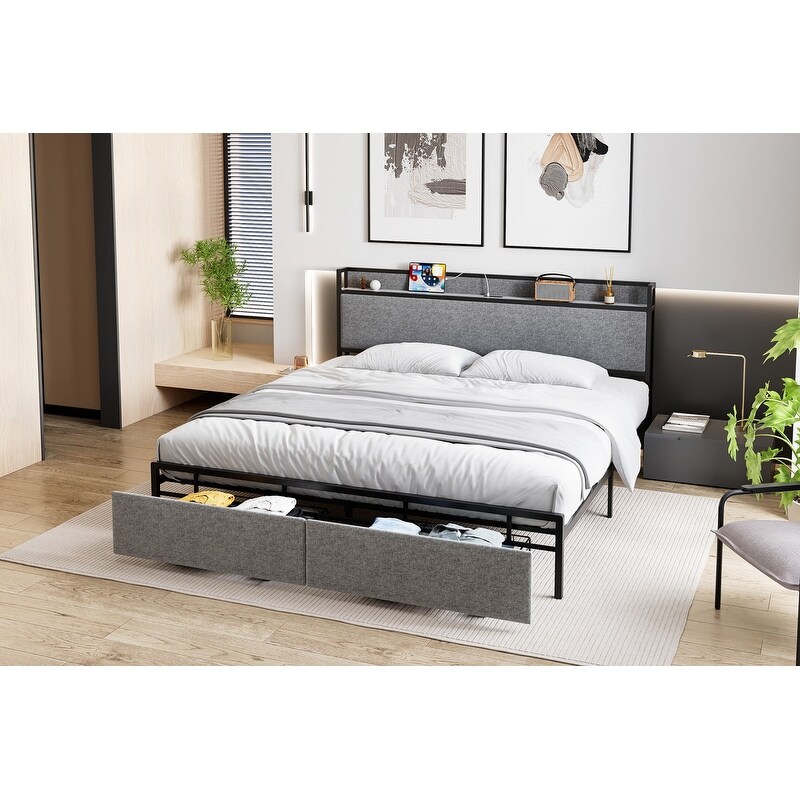 JX bed with drawers at the end of the bed - Overstock - 40763484