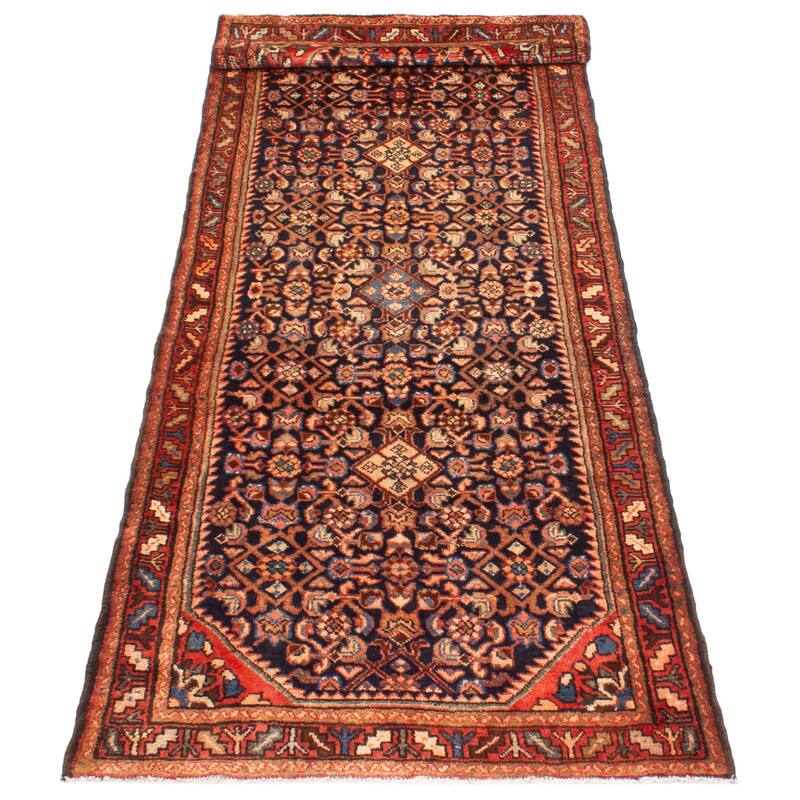 ECARPETGALLERY Hand-knotted Andelz Navy Wool Rug - 3'7 x 10'0