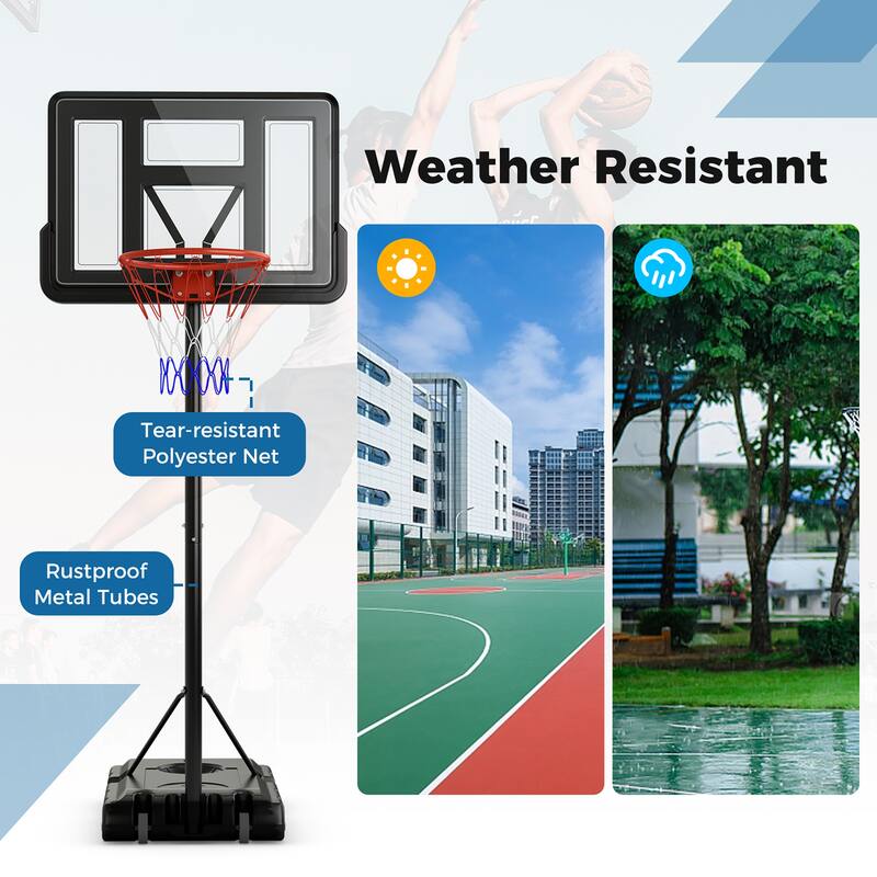 Gymax 4.4-10 FT Portable Basketball Hoop w/ 44'' Shatterproof