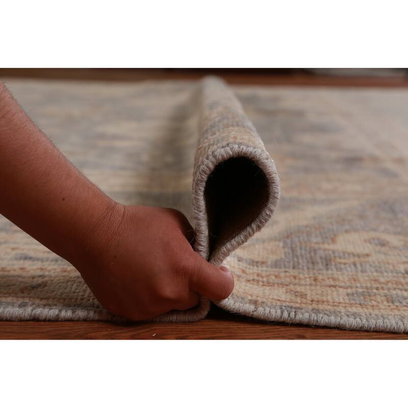 Hand Knotted Oriental 100% Wool Carpet Transitional All-Over Greys & Charcoal Oushak Area Rug - 11' 11'' X 9' 3''