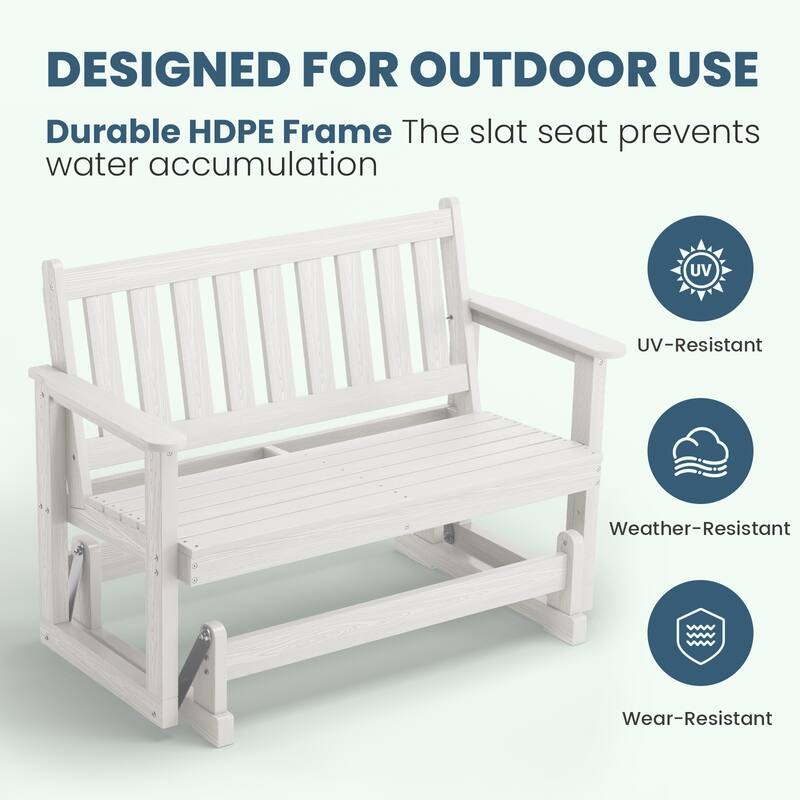 Outdoor Patio HDPE Glider Bench, Garden Rocking Bench