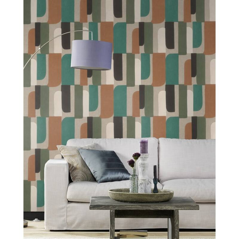 Rasch Derain Green Geometric Wallpaper