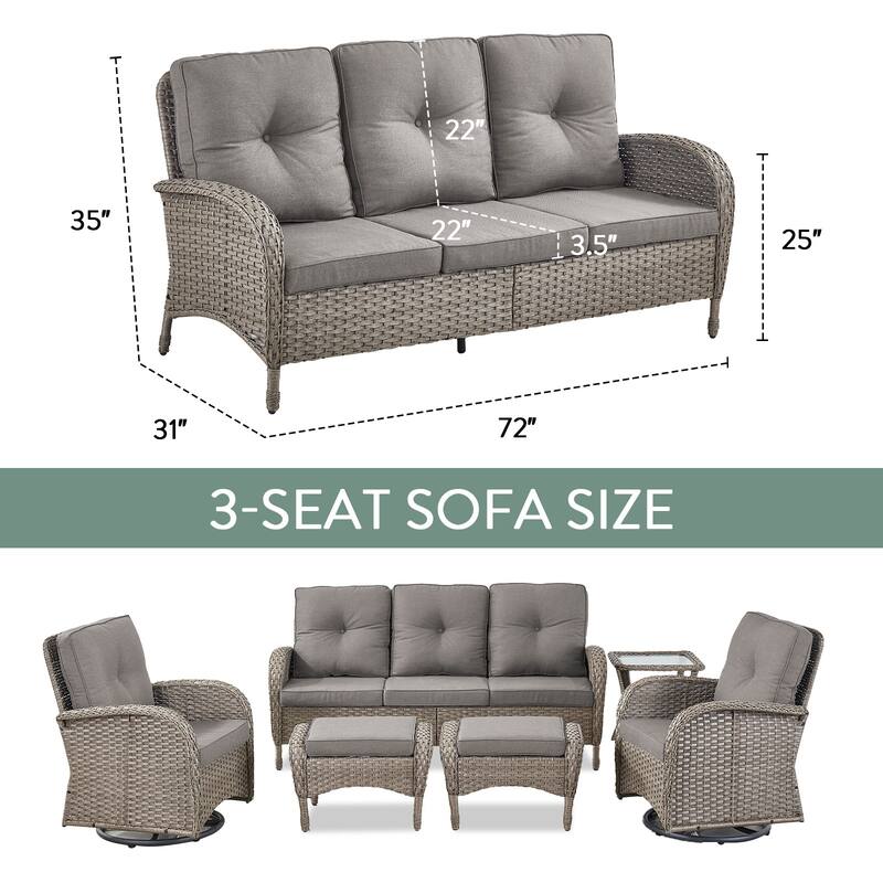 Pocassy Patio Outdoor Sofa Swivel Chairs with Ottman Table Set