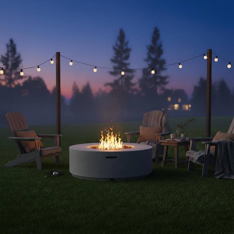 38.2" Round Outdoor Propane Fire Pit, Outside Fire Pit Table with 50000 BTU, Steel Burner, Lava Rocks, Waterproof Cover