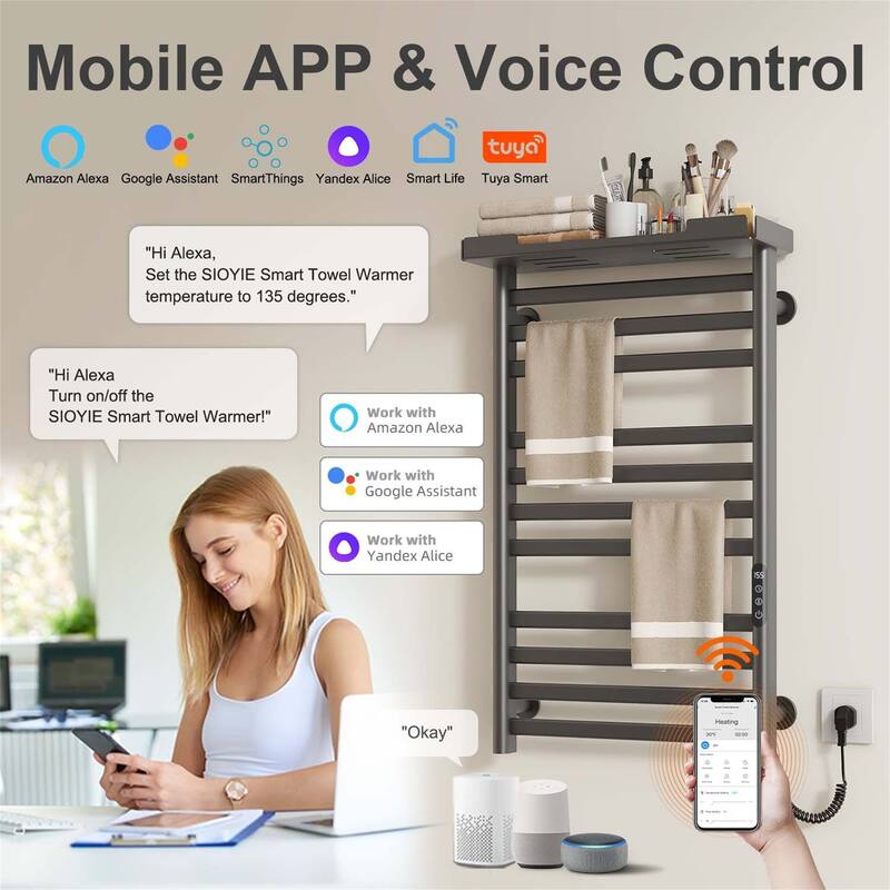 Electric Wall Mounted Towel Warmer with Timer