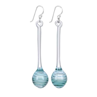 Novica Handmade Celestial Pendulum Handblown Glass Dangle Earrings