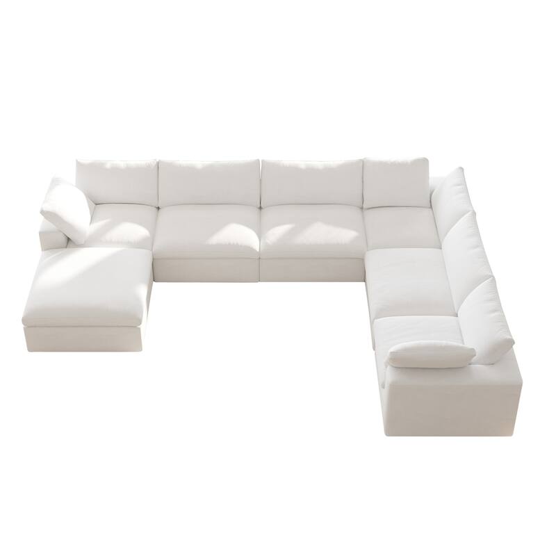 Cloud Couch Modular Sectional Sofa Oversized Down Filled Corner 7 Seater L-Shaped Couch with Ottoman for Living Room Set