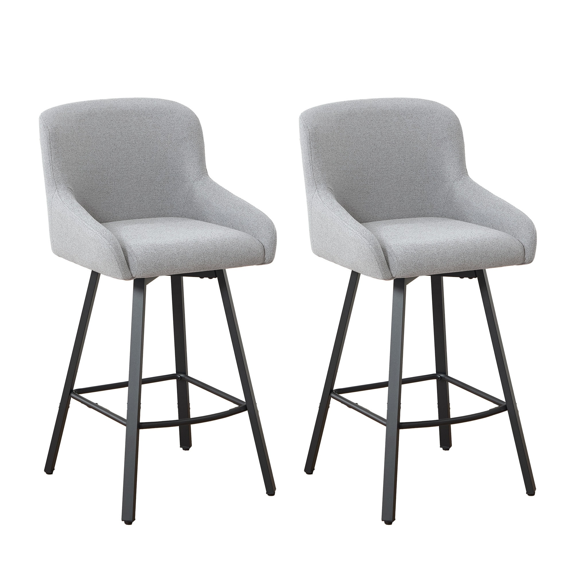 HOMYKA Swivel Bar Stools Set of 2, 26" Modern Counter Height Barstools with Back and Metal Legs - N/A