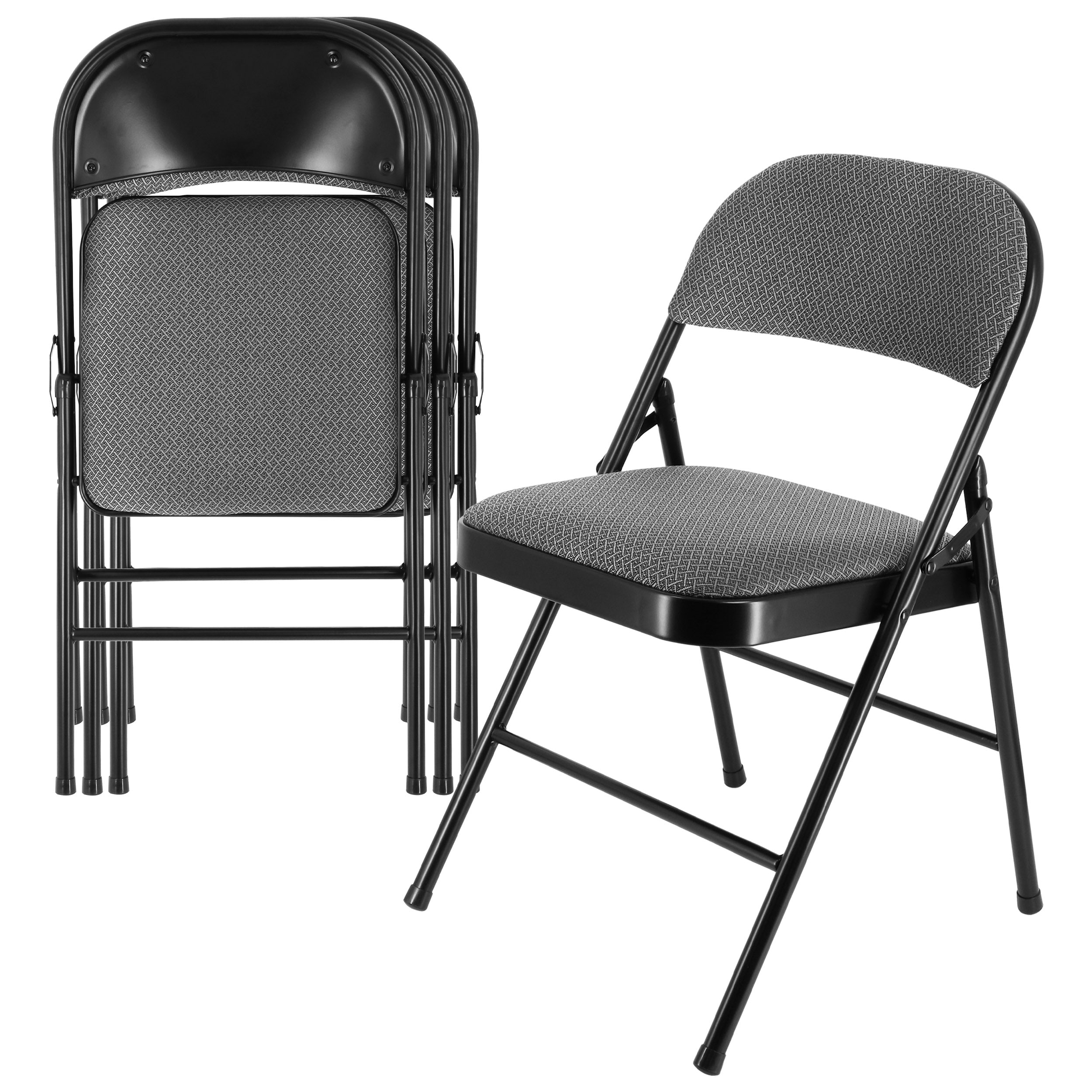 Elama 4 Piece Metal Folding Chair with Padded Seats in Gray