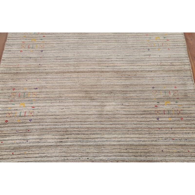 Striped Tribal Gabbeh Oriental Area Rug Handmade Wool Carpet - 4'11"x 7'11"