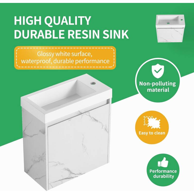BNK 20"/24"/30" Single Sink Bathroom Vanity with Soft Close Door or Right Side Shelves, Modern Floating Vanity