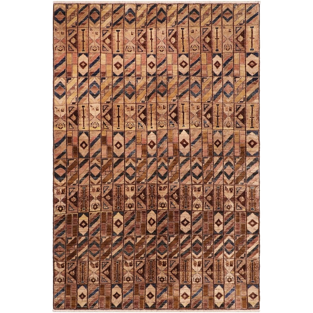 Rustica Mosaic Gabbeh Hand-Knotted Wool Area Rug