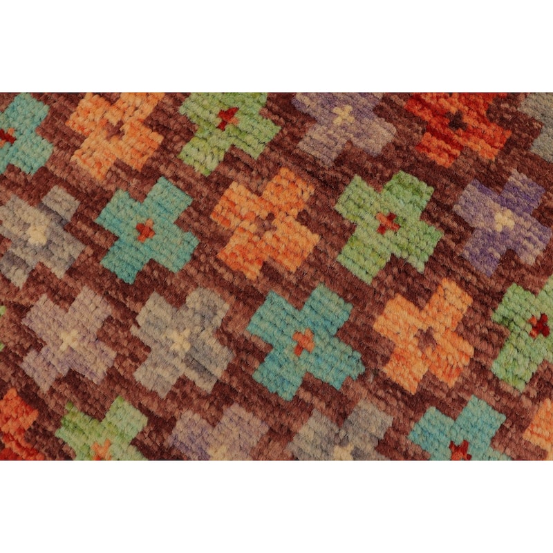 Contemporary Balochi Brown Brown/Rust Hand Knotted Wool Rug - 3'3'' x 4'11''