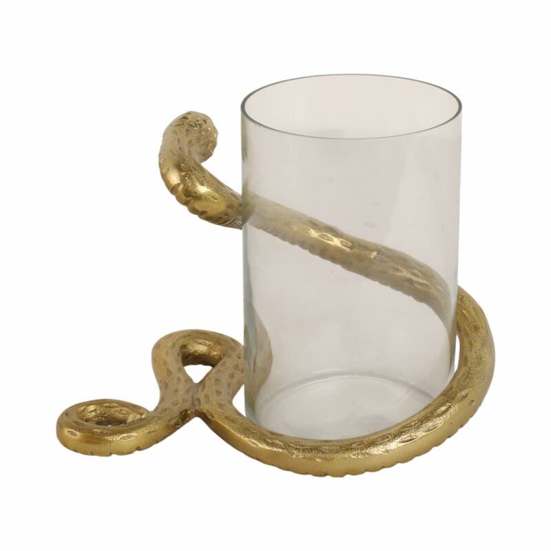 Modern Metal Snakaround Pillar Candle Holder for Home Decor - Gold
