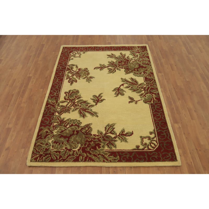 Floral Indian Area Rug 6x8 - 7' 10'' X 5' 7''