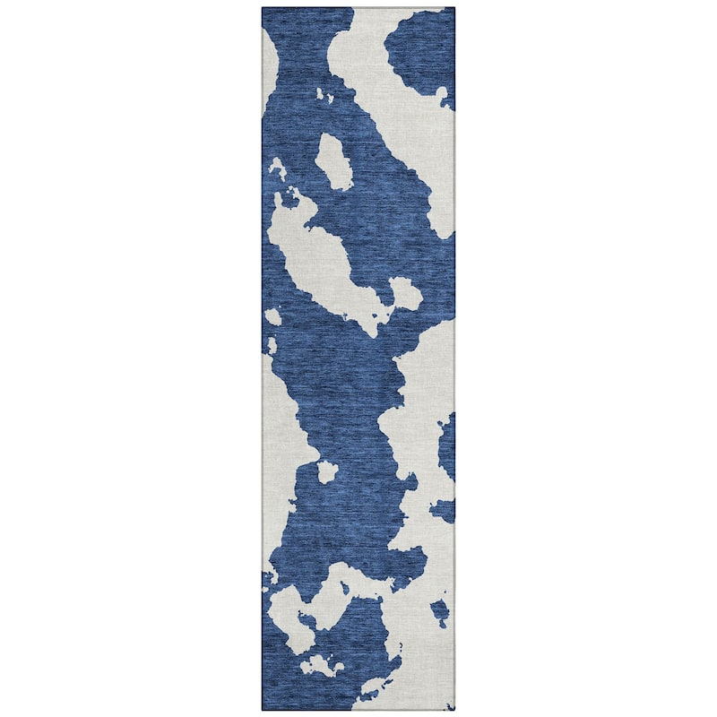 Machine Washable Indoor/ Outdoor Contemporary Abstract Chantille Rug