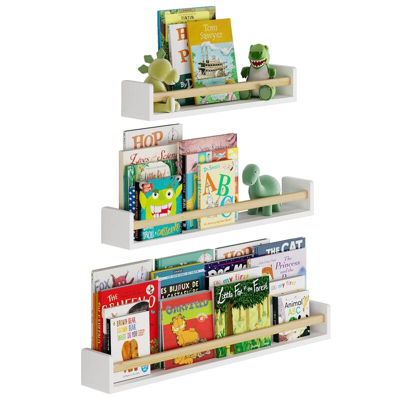 Wallniture Madrid Multisize Kids Bookcases for Wall Décor, 36-30-24", White, Set of 3