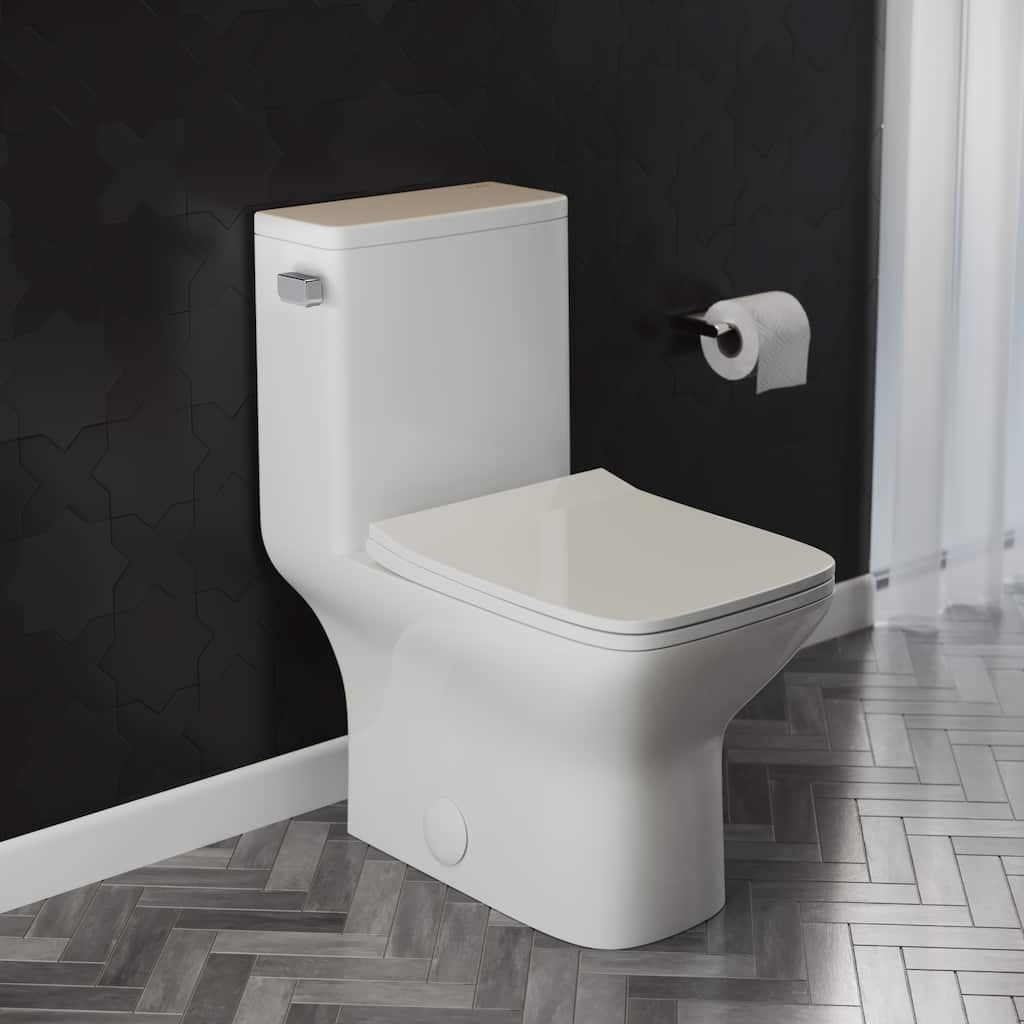 Swiss Madison Charme One-Piece 12" Rough-in 1.1/1.6 GPF Dual Top Flush Square Toilet in Glossy White - 26.0" x 15.0" x 30.0"