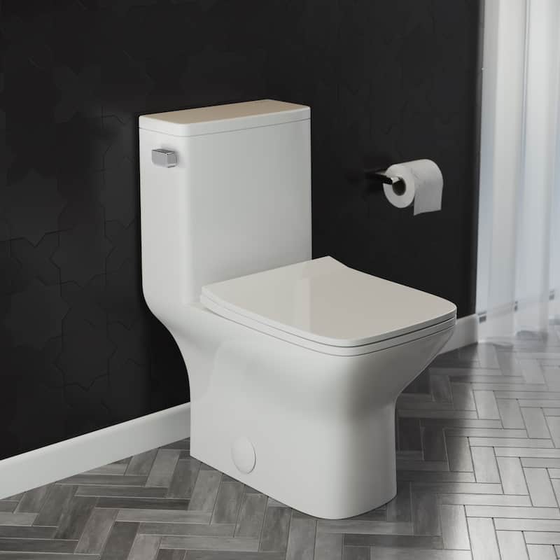Charme One Piece Square Toilet Left Side Flush, 10" Rough-In 1.28 Gpf - 25.8" x 14.95" 29.95"