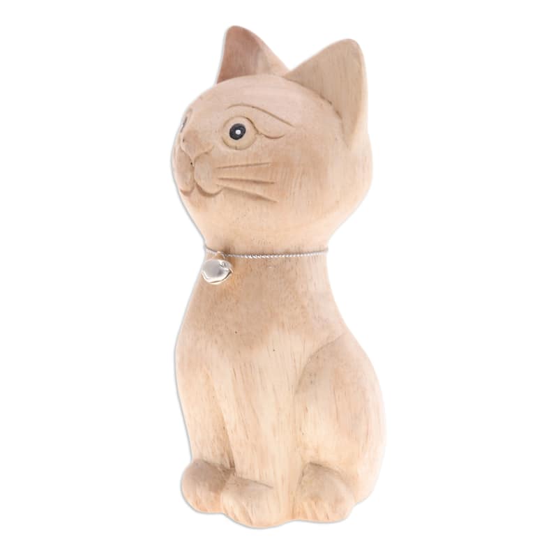 Novica Handmade Feline Melody Wood Figurine