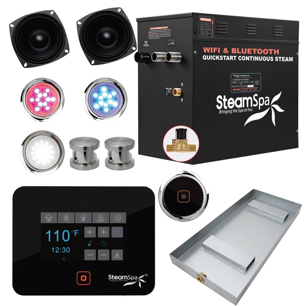 SteamSpa Black Series Bluetooth 10.5kW QuickStart Steam Bath Generator