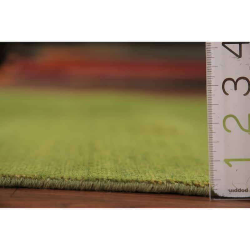 Green Gabbeh Modern Area Rug Hand-Knotted Wool Carpet - 4'9" x 6'4"