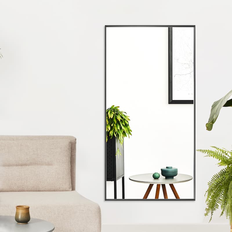 Modern Classic Black Metal Framed Full Length Mirror - 58"HX30"W