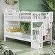 preview thumbnail 15 of 42, Twin over Twin Bunk Bed with Storage and Guard Rail for Bedroom, Dorm, Maximized Storage Space White