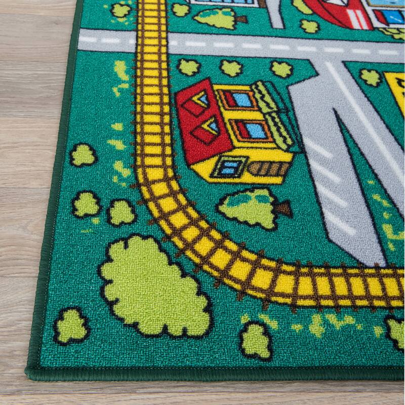 World Rug Gallery Kids Educational Learning City Life Road Non Slip Area Rug
