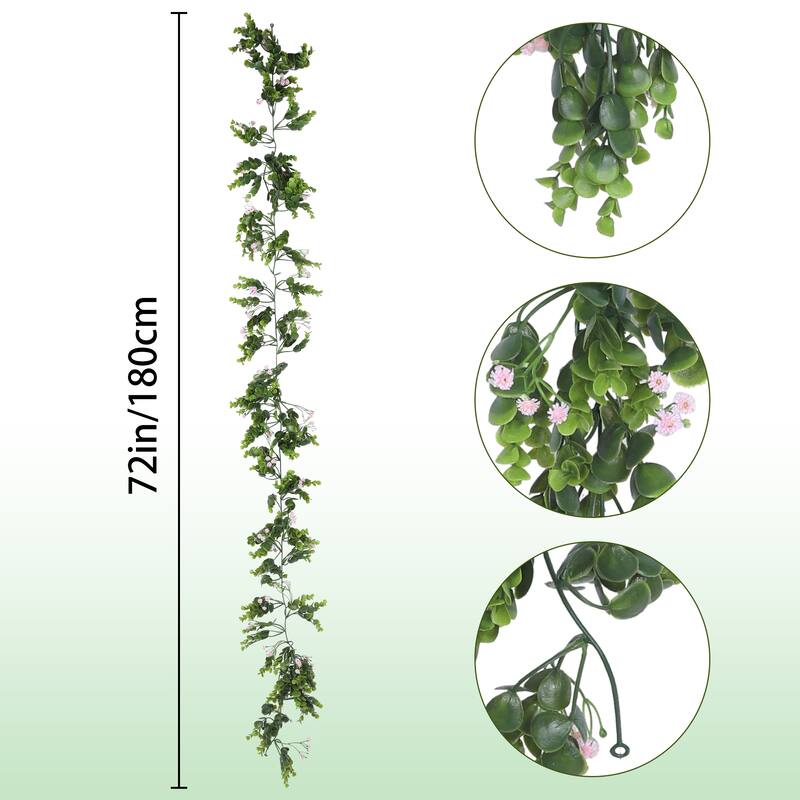 4 Pack Artificial Plants Hanging, Fake Vines Plant, Faux Greenery Vines for Home Room, Shelf, Indoor Outdoor Wall Decor 72" - Pink
