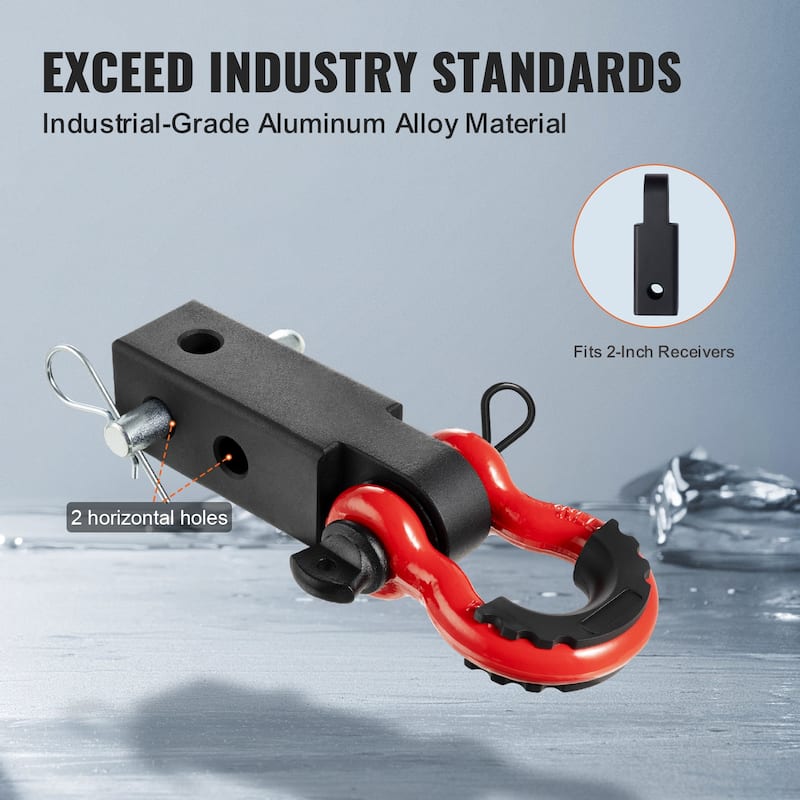 Shackle Hitch Receiver 2", 66000 lbs Breaking Strength, D Ring Shackle with Trailer Hitch Lock Pin, Heavy Duty