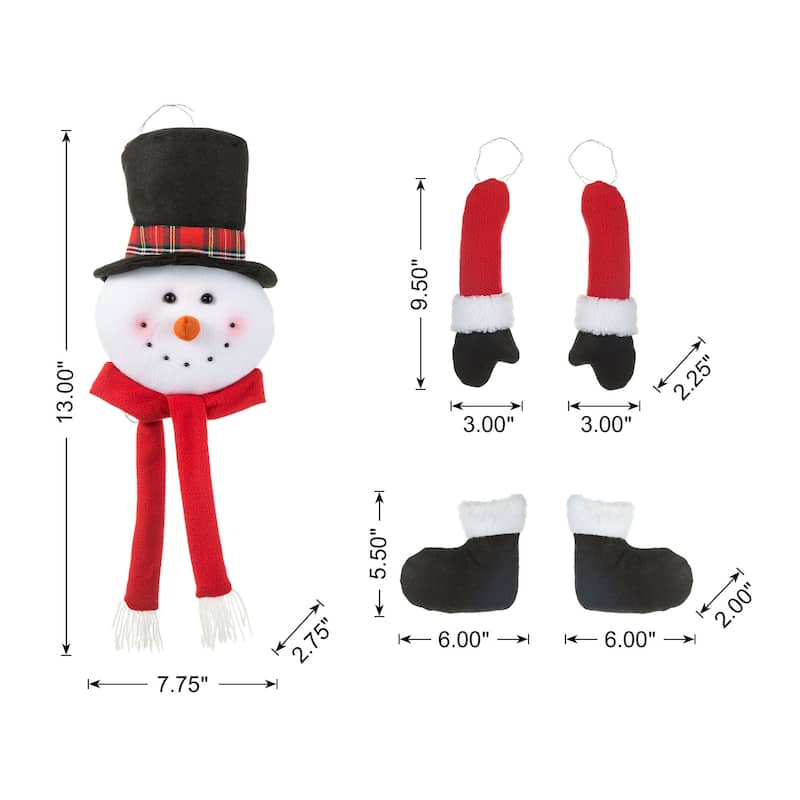 Glitzhome 20"H Christmas Fabric Santa/Snowman Jumbo Ornament Set