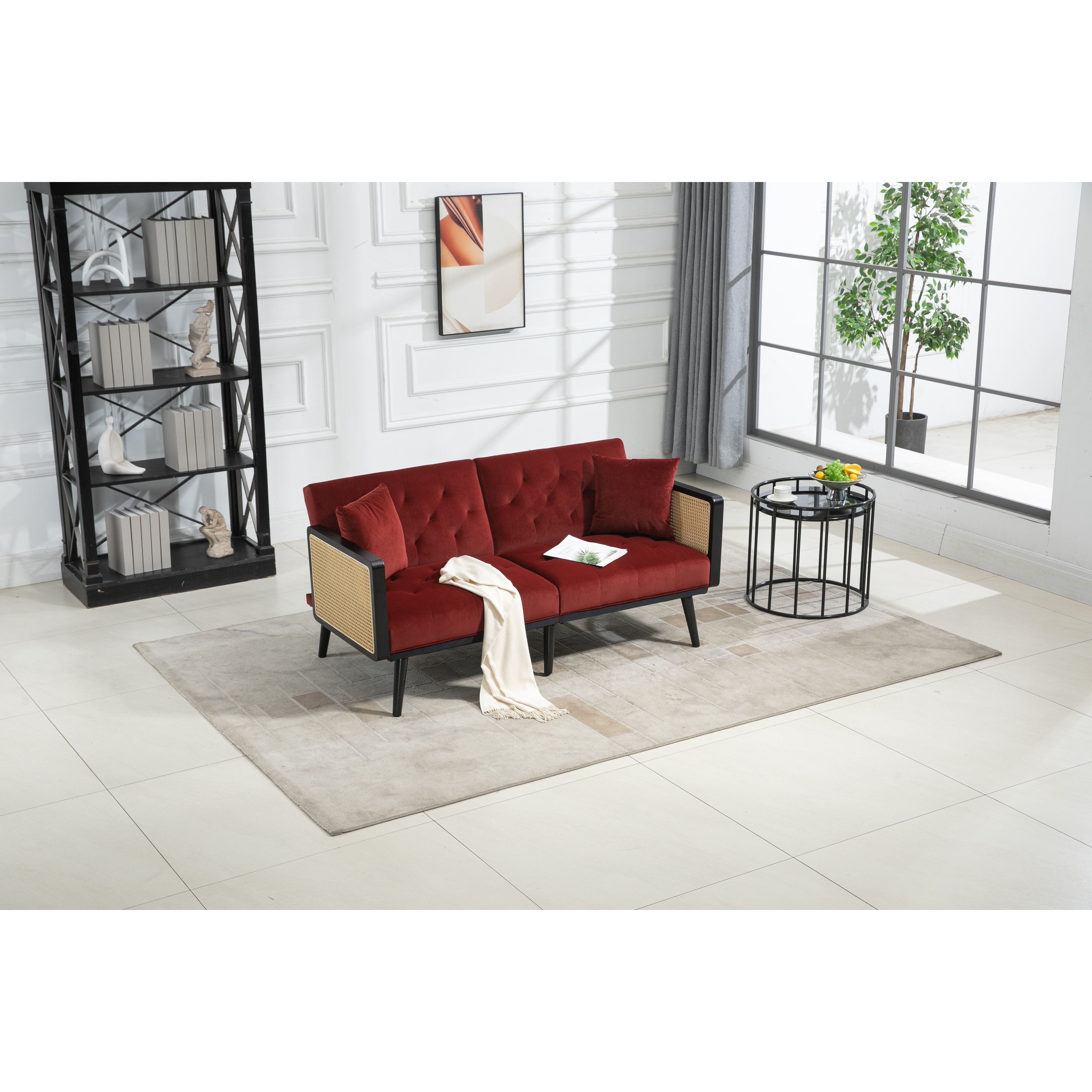 Rattan futon sofa bed deals