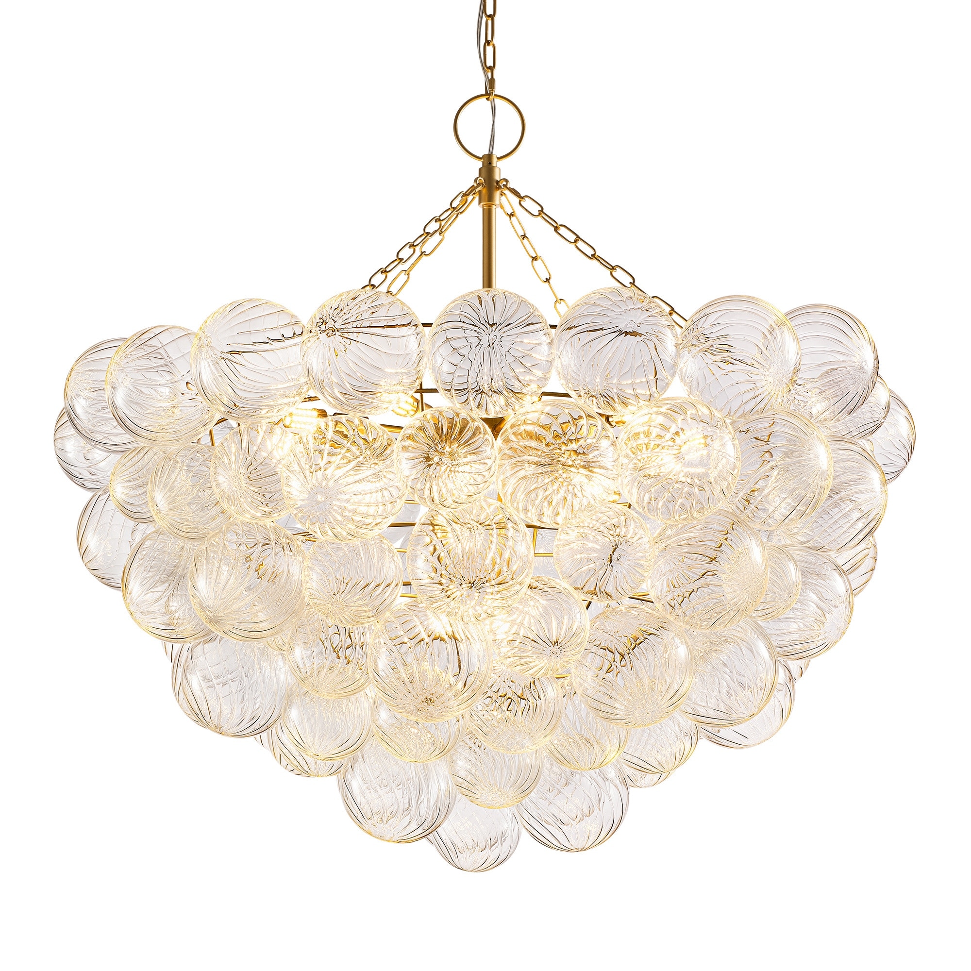 Gold Bubble Ball Chandelier, LED Pendant Light with Glass Globes