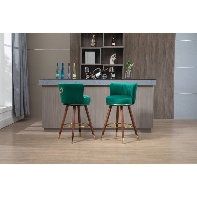 Counter Height Bar Stools Set of 2 for Kitchen Counter Solid Wood Legs