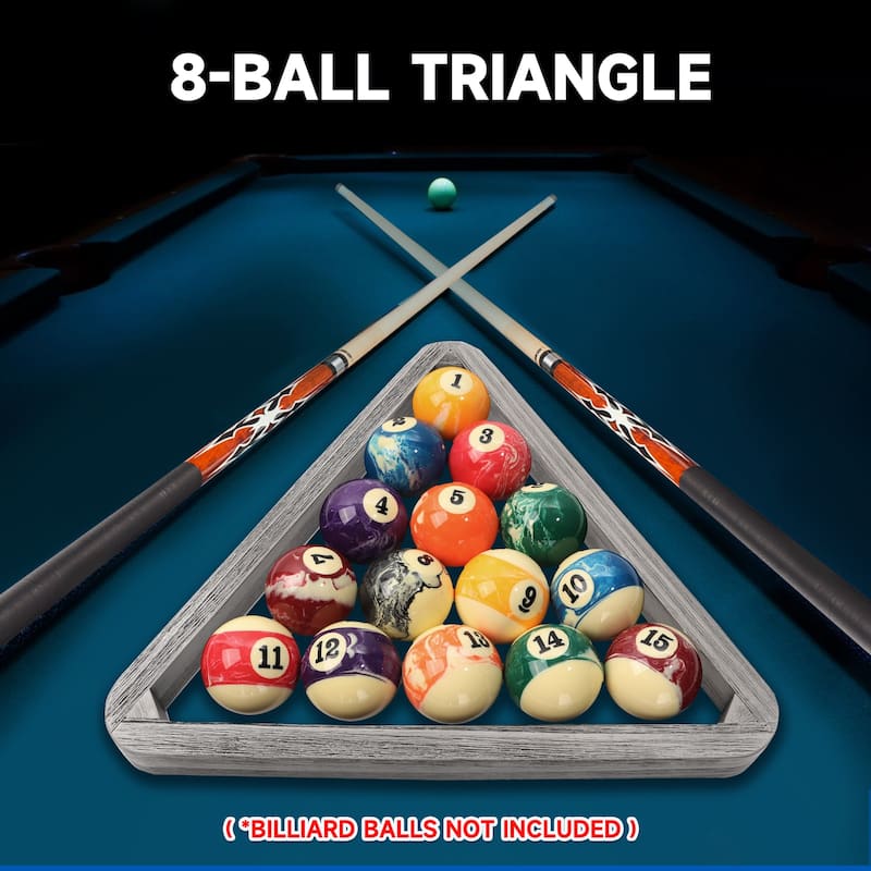 GSE™ Heavy-Duty Brushed Grey Solid Wood Billiard 8-Ball Triangle/9-Ball Diamond Pool Ball Racks for 2-1/4" Pool Balls